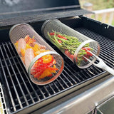 Food Grade Stainless Steel BBQ Grill Basket Outdoor Barbecue Picnic Grill Rolling Grill Basket For Vegetables, Shrimp, Fish,Meat 0 EvolutionLifestyle.Store 