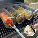 Food Grade Stainless Steel BBQ Grill Basket Outdoor Barbecue Picnic Grill Rolling Grill Basket For Vegetables, Shrimp, Fish,Meat 0 EvolutionLifestyle.Store 